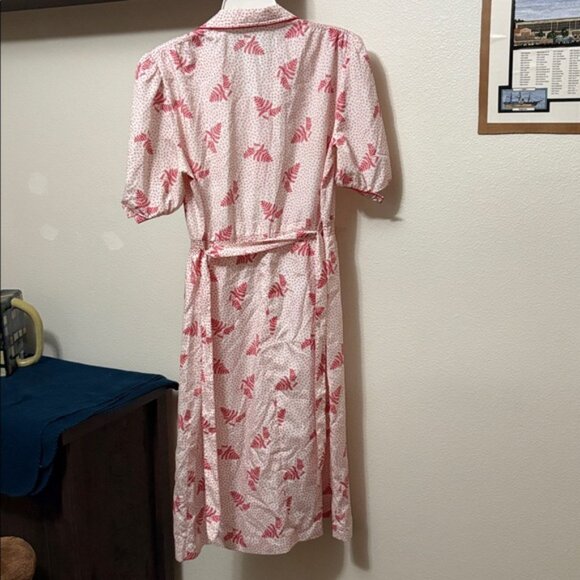 1980s Vintage Fashion! Leslie Fay Red & Cream Leaf Pattern Women’s Dress Sz 12 - Picture 5 of 6